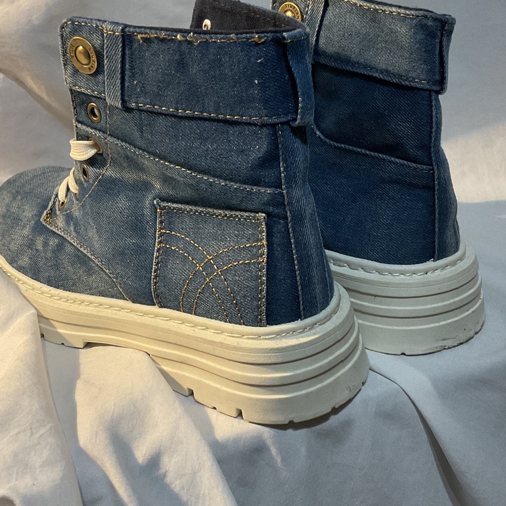Denim Blue Women's Lace-Up Ankle Boots - Picture 6 of 6